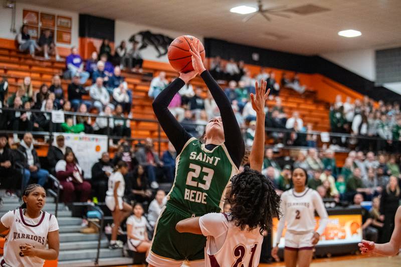 St. Bede's Ali Bosnich puts up a shot During the 1A Sectional game on Tuesday Feb. 20, 2024 at Gardner-South Wilmington High School in Gardner