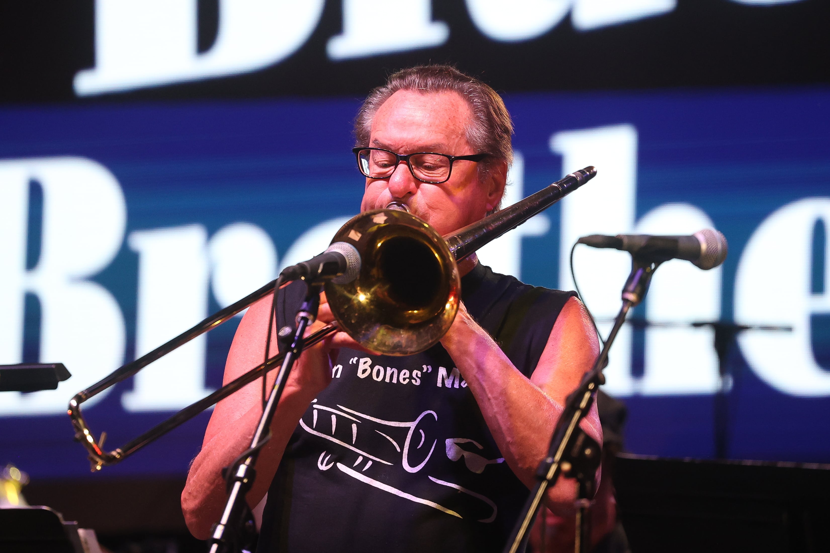 Tom “Bones” Malone performs at Blues Brothers Con: The Sequel on Saturday, Aug. 17, 2024 at the Old Joliet Prison.