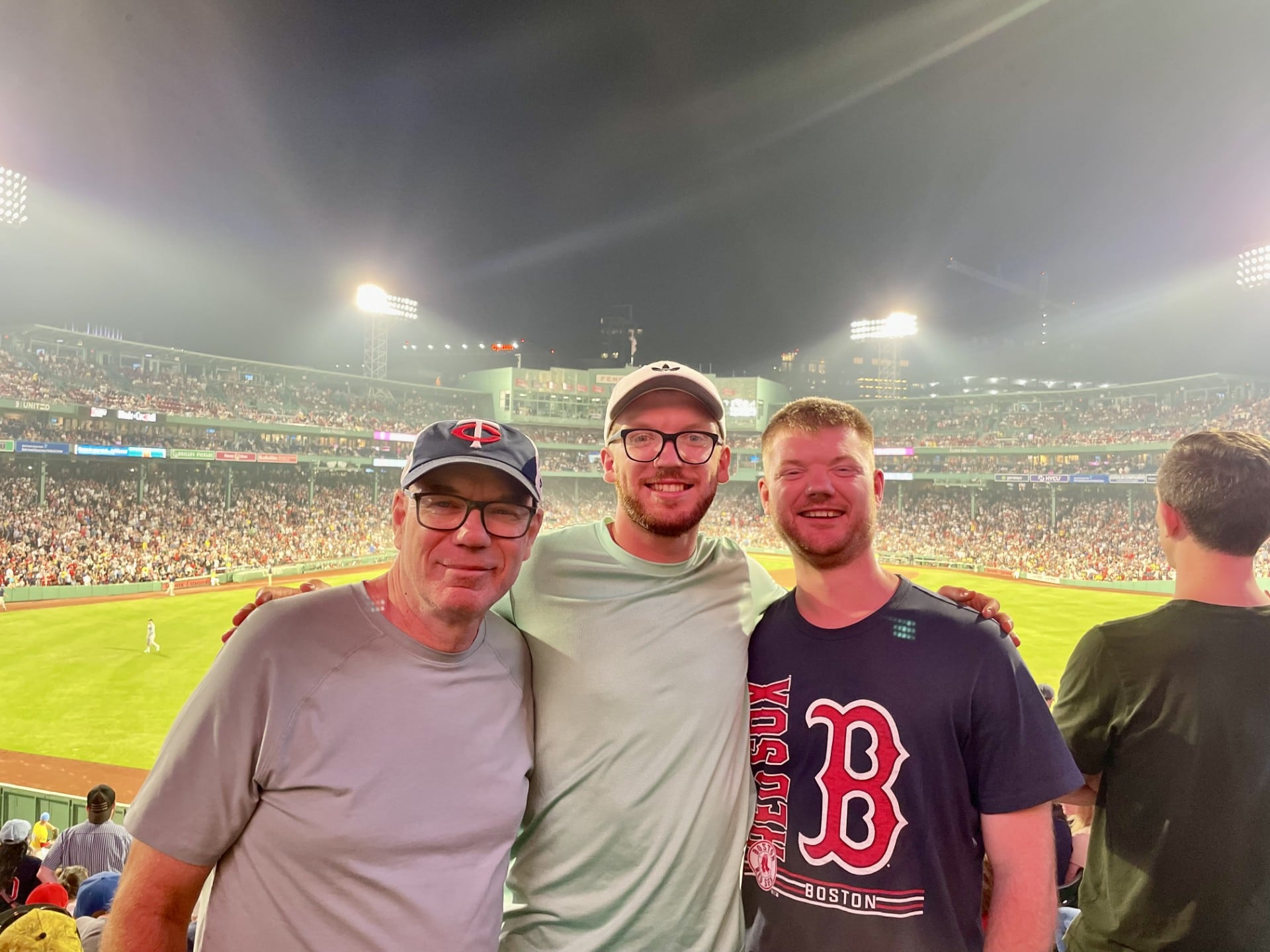 Craig (from left), Adam and Alex Johnson visited Fenway Park in Boston for a Yankees-Red Sox game.