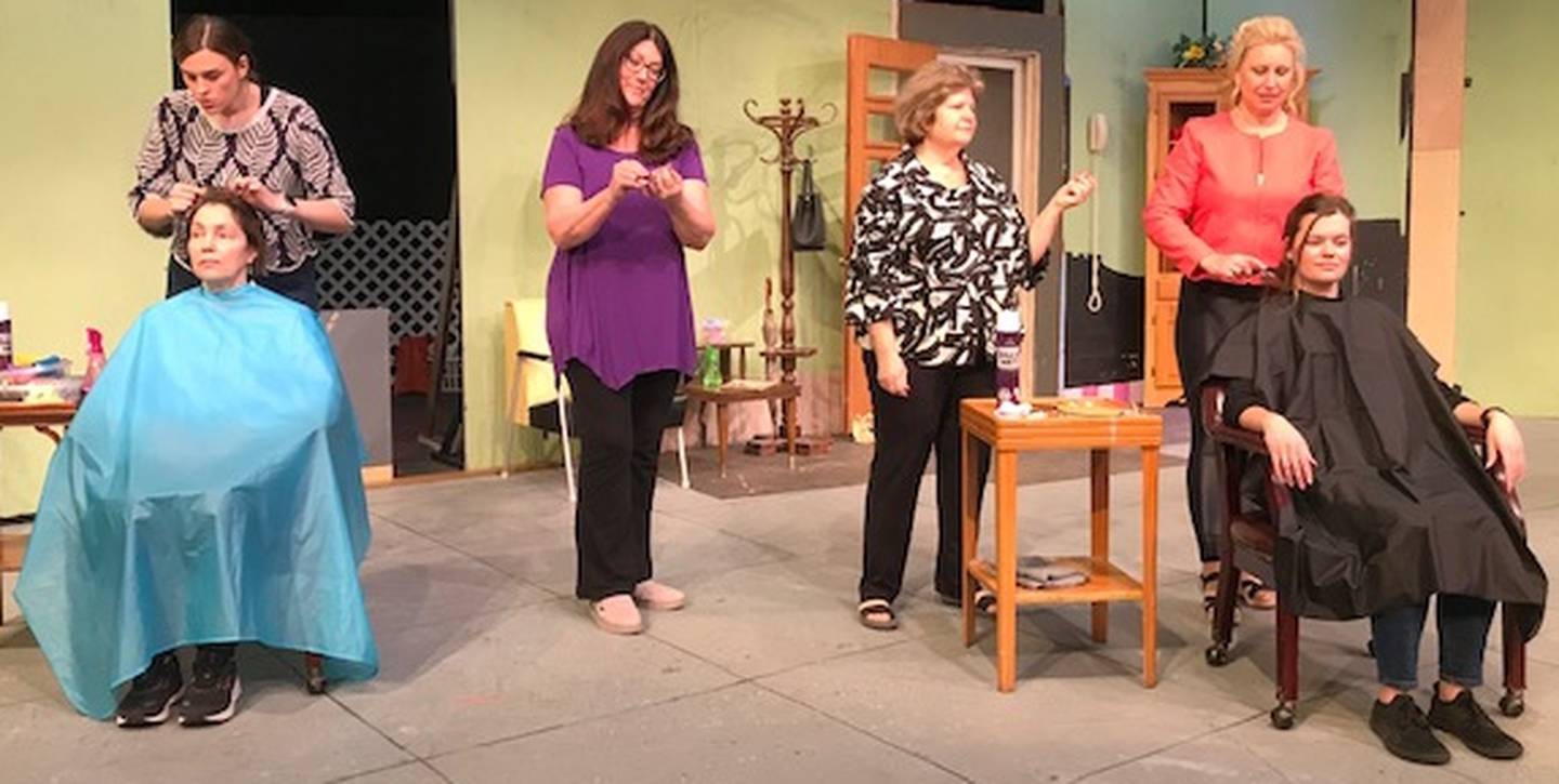 Stage Coach Players cast members rehearsing a scene for their upcoming production of "Steel Magnolias"