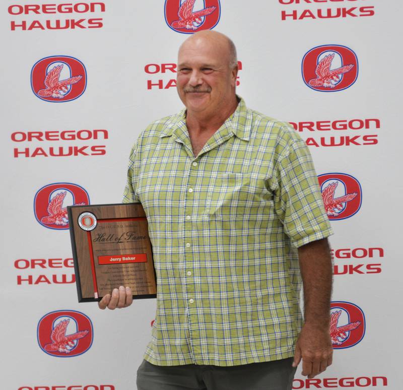 Jerry Baker was one of the athletes inducted into the OCUSD Hall of Fame during a ceremony on Saturday, Sept. 14, 2024 at the Rock River Center in Oregon.