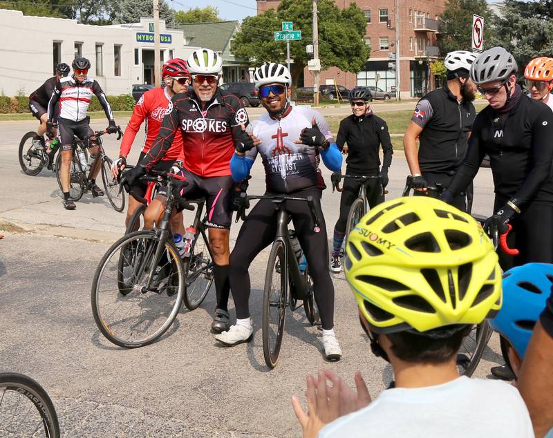 Cyclists from the 65 Mile group return in the CASA War of Wheels Bike Ride on Sunday, Sept. 8, 2024 in St. Charles.