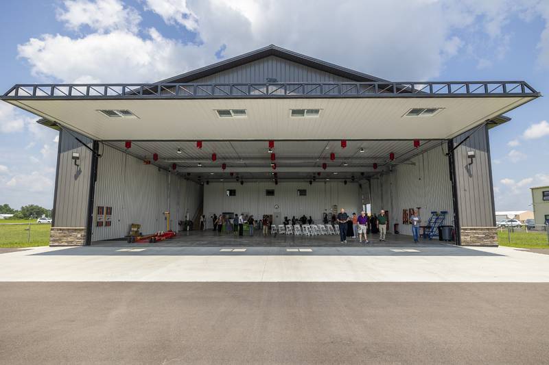 The new OSF Life Flight hangar at the Whiteside County Airport was opened to media and local leaders Wednesday, July 10, 2024 in Rock Falls. The facility has room for two helicopters and support staff.