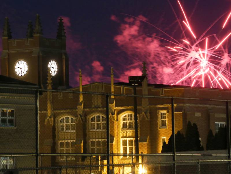 Fireworks light up the sky over La Salle-Peru Township High School on Wednesday, July 3, 2024.