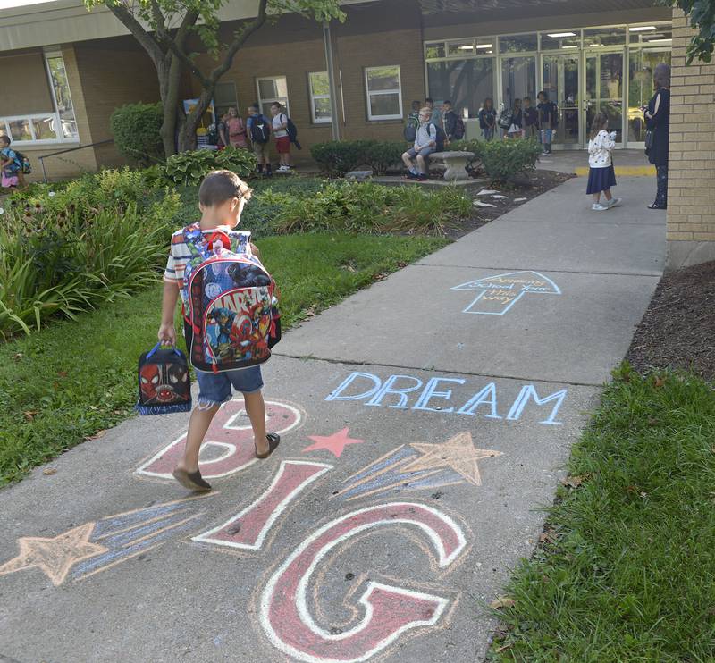 McKinley School students were greeted with encouraging slogans when they arrived bright and early Wednesday, Aug. 21, 2024, in Ottawa.