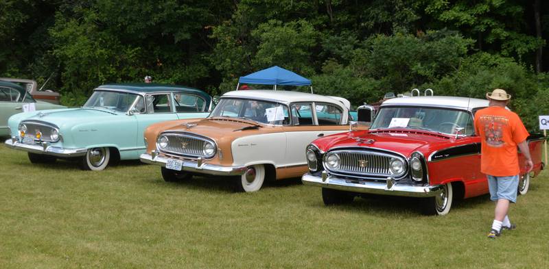 Vintage Nash cars lined the lawn at the Stronghold Camp & Retreat Center north of Oregon on Saturday, June 29, 2024.