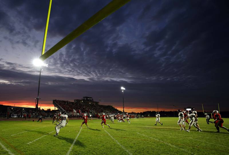 Barrington's Charlie Ploder (99) waits patiently for a pass for a two-point conversion Friday, Aug. 30, 2024 in South Elgin.