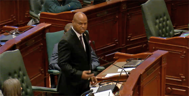 House Speaker Emanuel "Chris" Welch closes debate on the nomination of Michael McCuskey as the next legislative inspector general on the House floor Thursday.