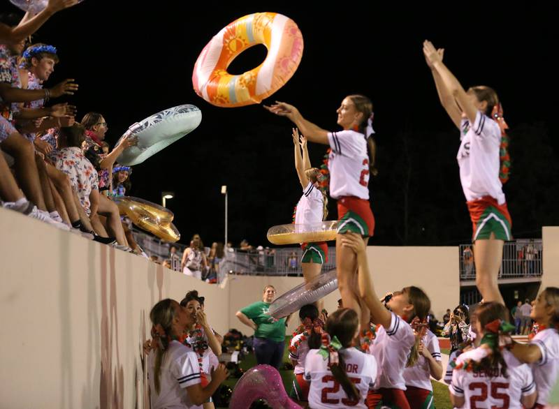 L-P super fans toss inflatable rings to the cheerleaders while watching the game against Ottawa on Friday, Sept. 13, 2024 at Howard Fellows Stadium.