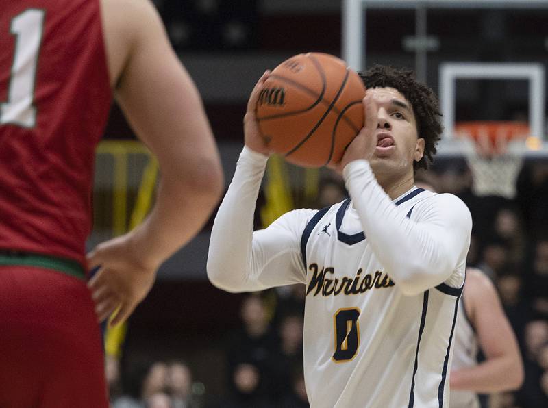 Sterling’s Andre Klaver looks to put up a shot against LaSalle-Peru Friday, Feb. 23, 2024 during a class 3A regional final at Sterling High School.