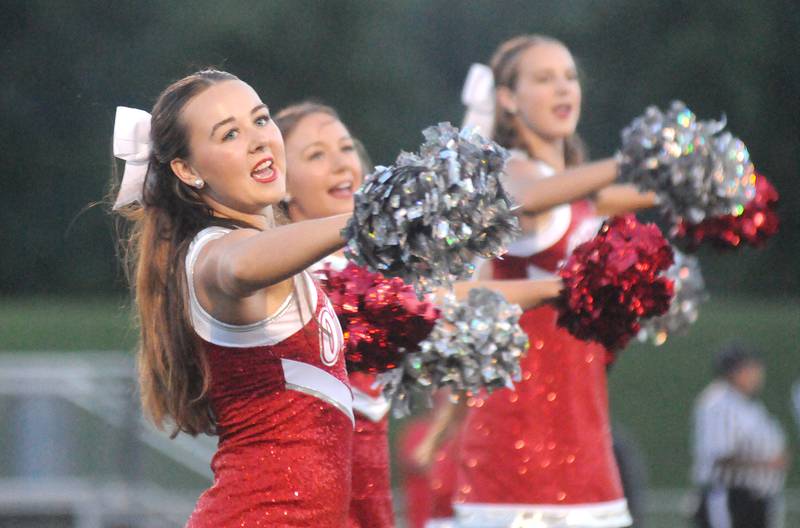 Ottawa poms member Caroline Cooney performs before the Ottawa home game at King Field on Friday, Sept. 15, 2023.