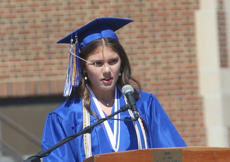 Valedictorian Abigal Brown delivers a speech during graduation on Saturday, May 18, 2024 at Princeton High School.