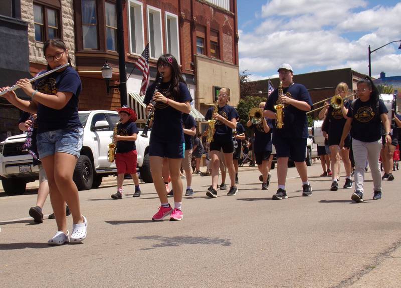 The Streator Elementary School band marches Sunday, June 30, 2024, in the Liberty Fest parade in Streator.