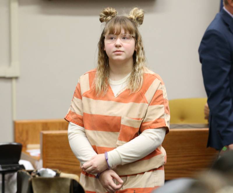 Chastity Furar appears before judge Cynthia Raccuglia during a hearing in the La Salle County Governmental Complex courtroom on Friday, July 14, 2023, in Ottawa. Furar and Nicolaus Phillips of Spring Valley are charged in the shooting death of Eric Clements of Ottawa. Clements was killed on  June 5th after being shot in the chest, allegedly by Phillips.