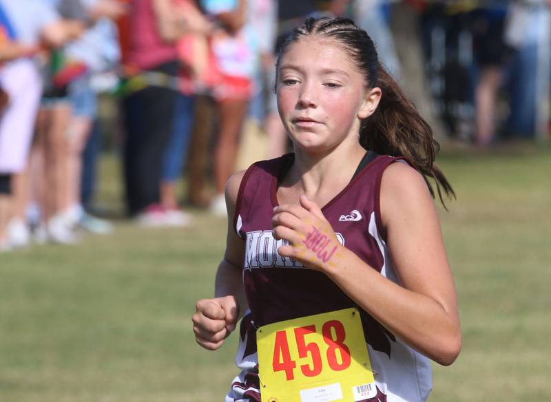 Morris's Addyson Olson runs in the Gary Coates Cross Country Invitational on Saturday, Sept. 14, 2024 Zearing Park in Princeton.