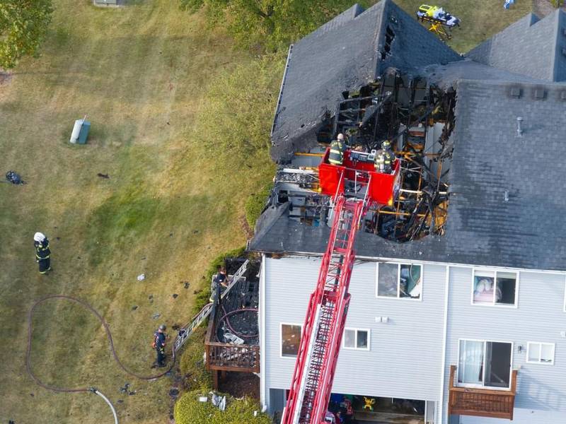 A townhome in the 14600 block of Thomas Jefferson Drive in Plainfield sustained serious damage from a fire on Sunday, Sept. 15, 2024.