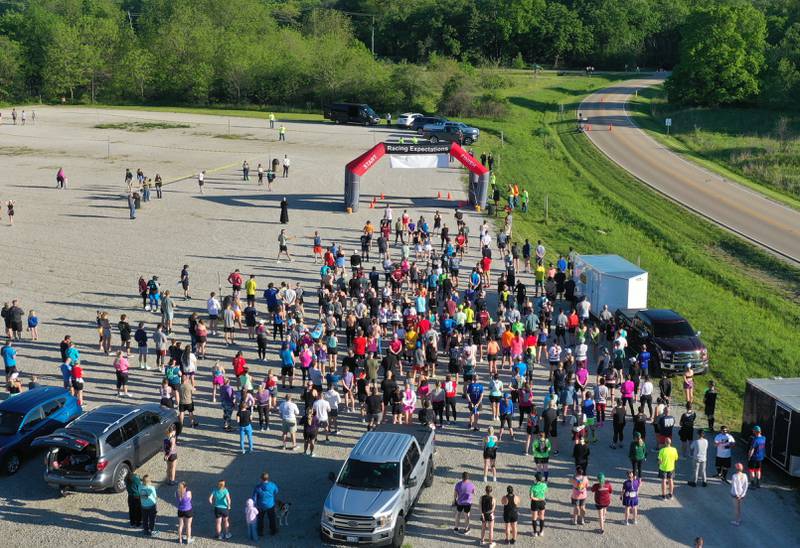 Runners prepare to race the half marathon during the Starved Rock Marathon and Half Marathon on Saturday, May 11, 2024 at Starved Rock State Park.