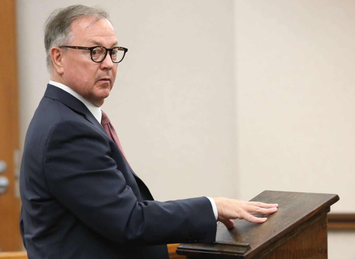 Chester Weger's attorney Andy Hale speaks during a hearing on Monday, Sept. 11, 2024 at the La Salle County Government Complex in Ottawa.