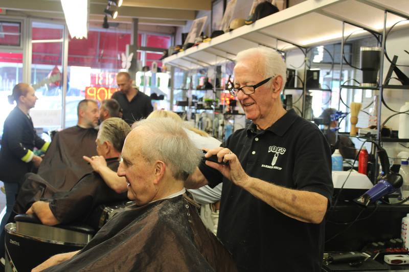 McArdle, the previous owner of Joe’s Barber Shop, celebrates working for the business for 65 years.