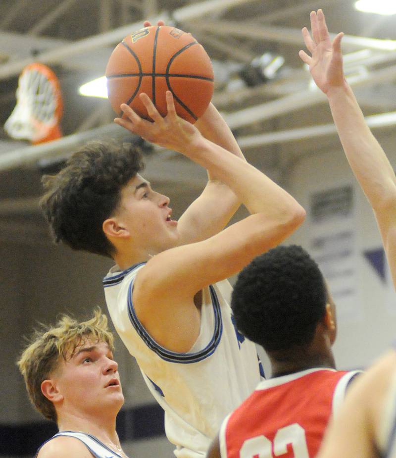 Hinckley-Big Rock's Michael Murphy shoots past Ottawa in the Plano Christmas Classic on Wednesday, Dec. 27, 2023.