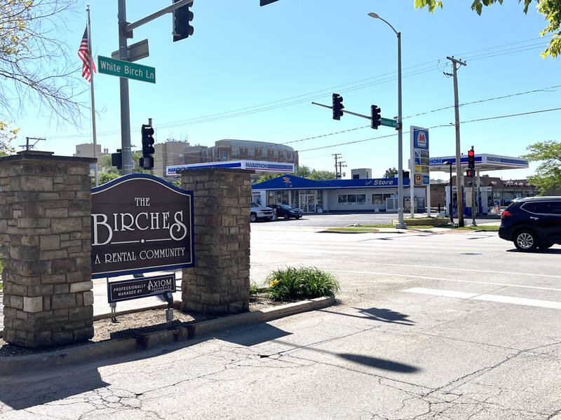 Entrance to the Birches apartment complex on White Birch Lane in Joliet.