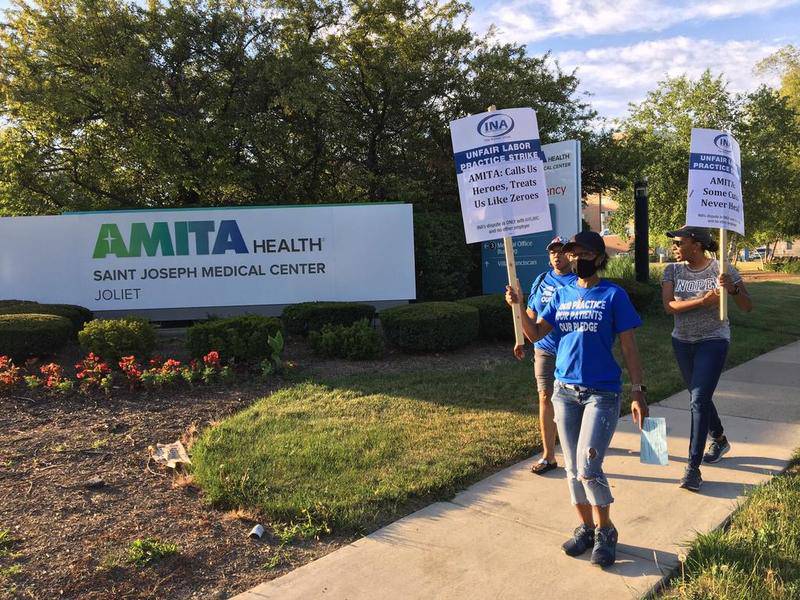 Nurses with Illinois Nurses Association began their strike at AMITA Health Saint Joseph Medical Center Joliet on Saturday.