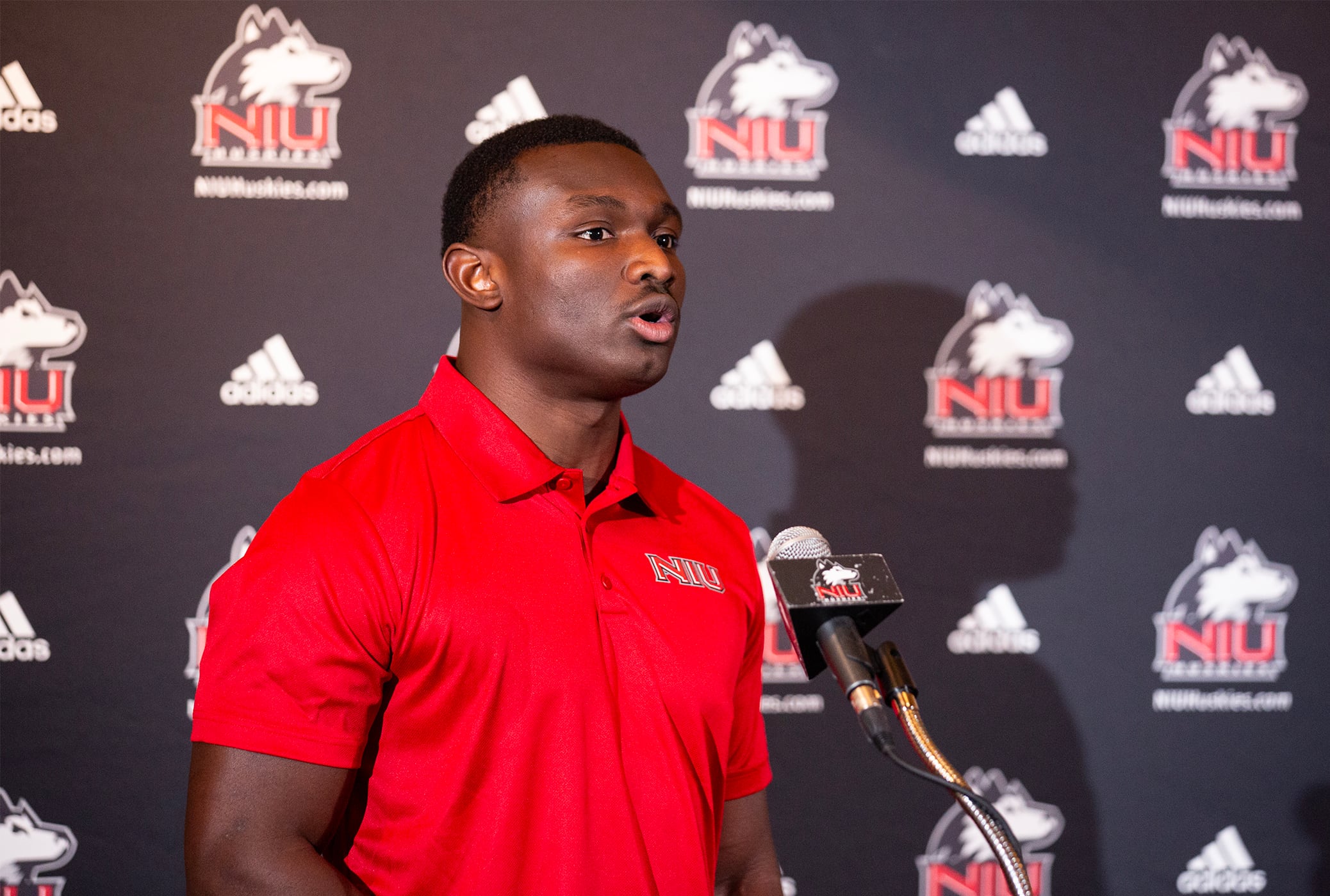 NIU running back Antario Brown speaks at NIU Chicago Media Day on Tuesday, July 23, 2024.