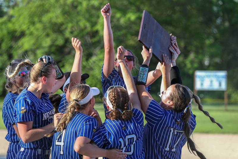 Newark celebrates after winning the Class 1A Newark Regional final game over St. Edwards. May 17th, 2024.