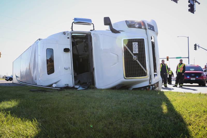 The Woodstock Fire/Rescue District responded Monday, Nov. 7, 2022, to a semi rollover on Route 14 at South Eastwood Drive, or Route 47.