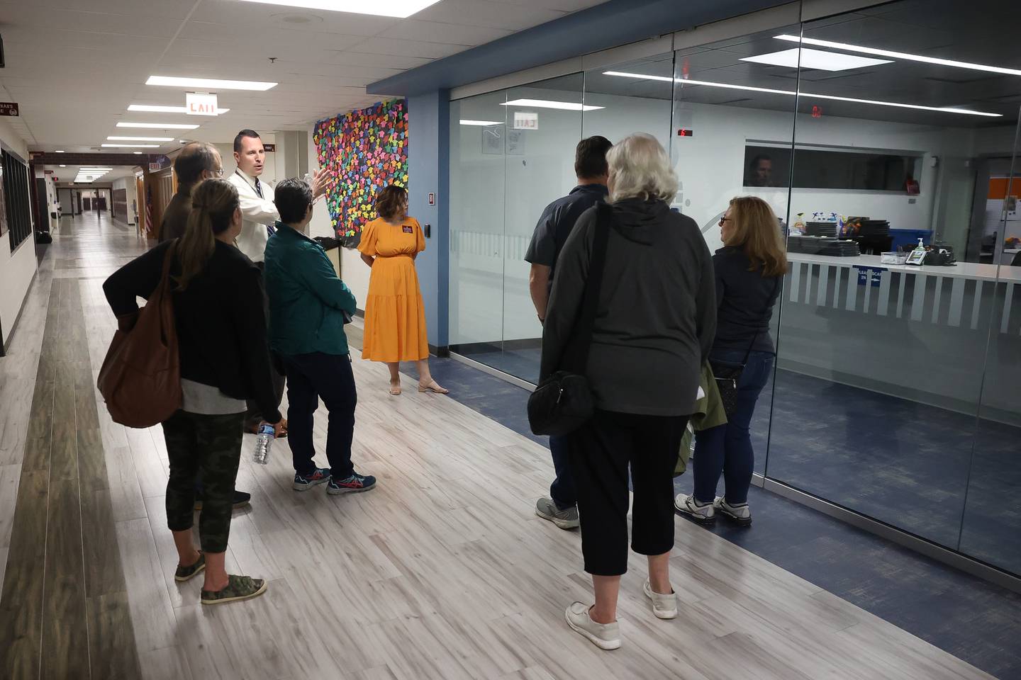 Dr. John Greenan, LTHS East Campus Principal, gives a tour of the most recent campus renovations ,including the Technology Assistance Center at the LTHS Community Open House on Monday, May 13, 2024 in Lockport.