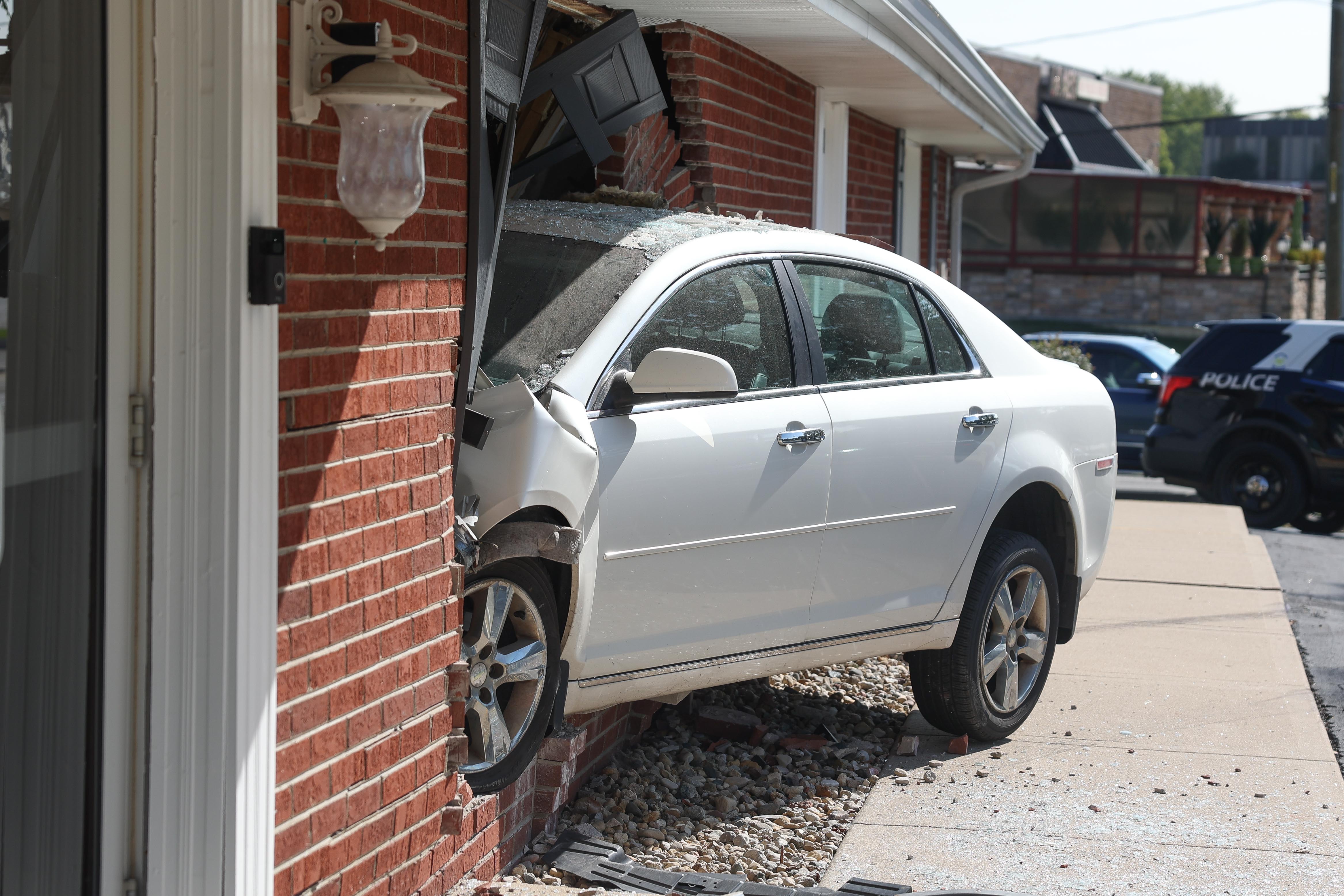 A car crashed into the Farkas Funeral Home on Wednesday morning in Joliet. According to a witness only the driver suffered minor injuries.