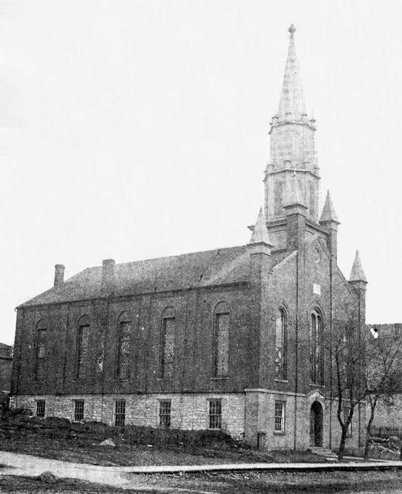 The Methodist Church in Dixon is pictured in 1857.