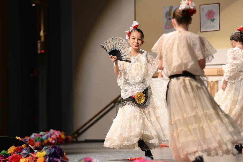 Congress Park Elementary School students including Isadora Brown perform in the La Grange District 102 Expo  de Bellas Artes at Park Junior High School Friday, April 19, 2024.