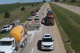 Photos: Pothole and patchwork begins on I-39 south of Tonica