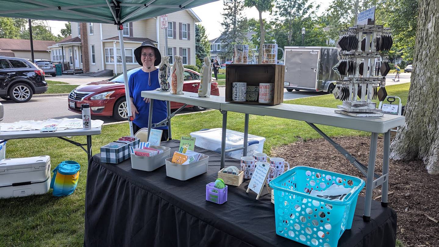 Jessica Haggard of Sandy’s Crafts in Wilmington, displayed a wide variety of products at Plainfield Fest on Saturday, June 29, 2024 that Haggard and her mother Sandy Knauer designed.