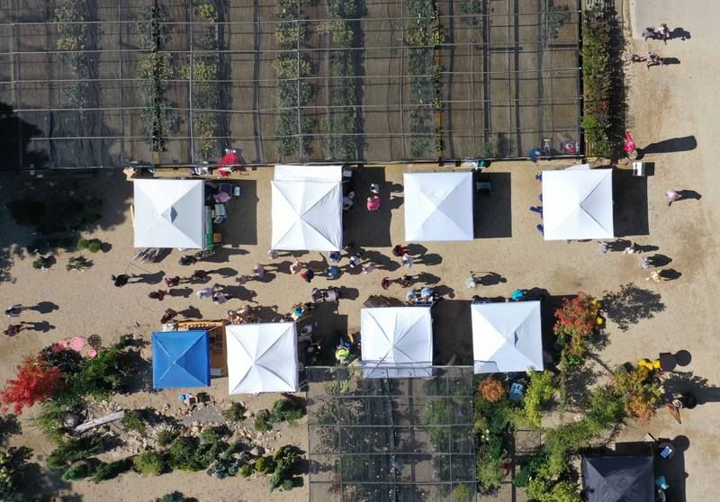 An aerial view of the Artisan Market on Saturday, Sept. 14, 2024 at Hornbakers in Princeton.