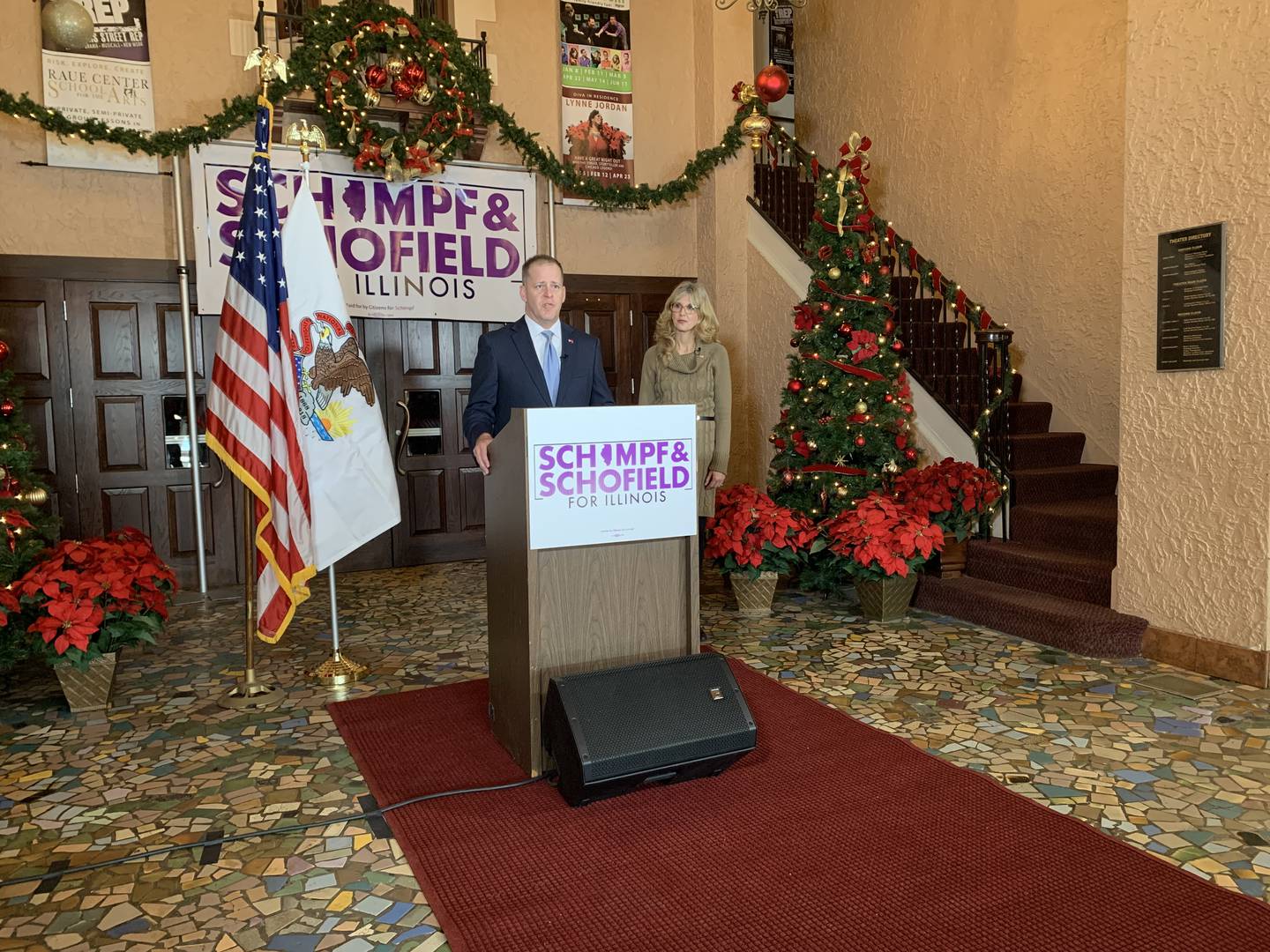 Republican candidate for Illinois governor Paul Schimpf announces McHenry County Board member Carolyn Schofield, R-Crystal Lake, as his running mate at a campaign event in Crystal Lake, Tuesday, Jan. 11, 2022.