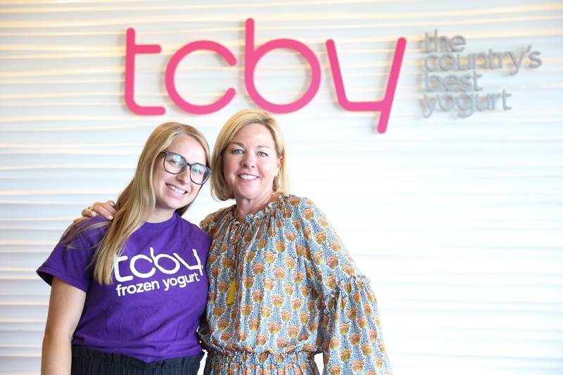 Jen Howard, right, stands with Jana Brodeur at TCBY frozen yogurt on Thursday June 6, 2024 in Shorewood. Jen sold the Shorewood TCBY to her long time employee Jana.