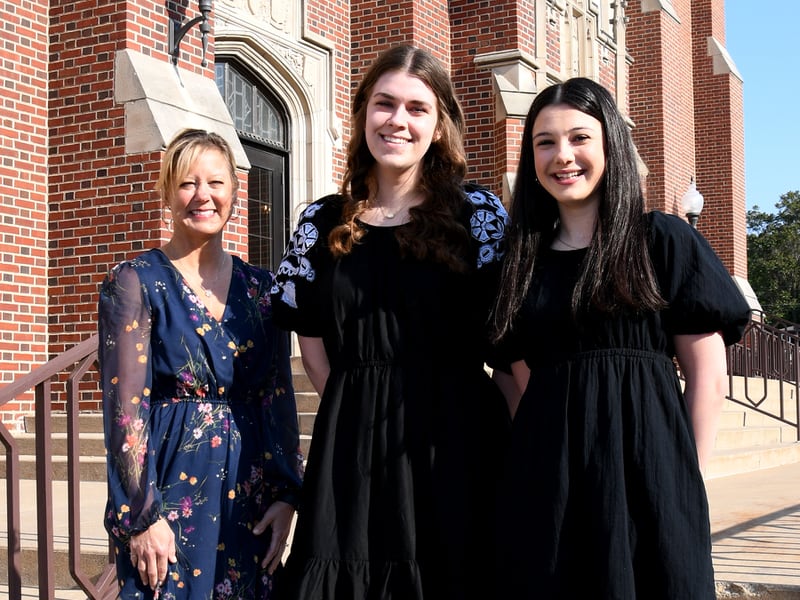 La Salle-Peru High School announced the 2024 recipients of the Edward and Hilda Snow Scholarship. They are graduating seniors Grace Miller (second from left) and Isabella Argubright. The scholarship was presented by Tammy Humpage (left) of Hometown National Bank.