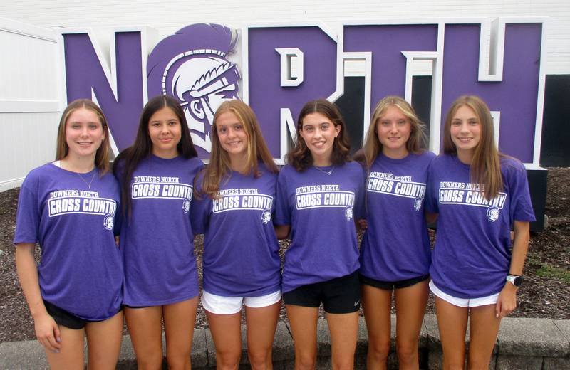 Downers Grove North's Alayna Todnem (left), Lily Eddington, Hannah Renner, Audrey Casten, Kenzie Willard and Ava Gilley. Todnem, Eddington and Gilley were all-staters in 2023