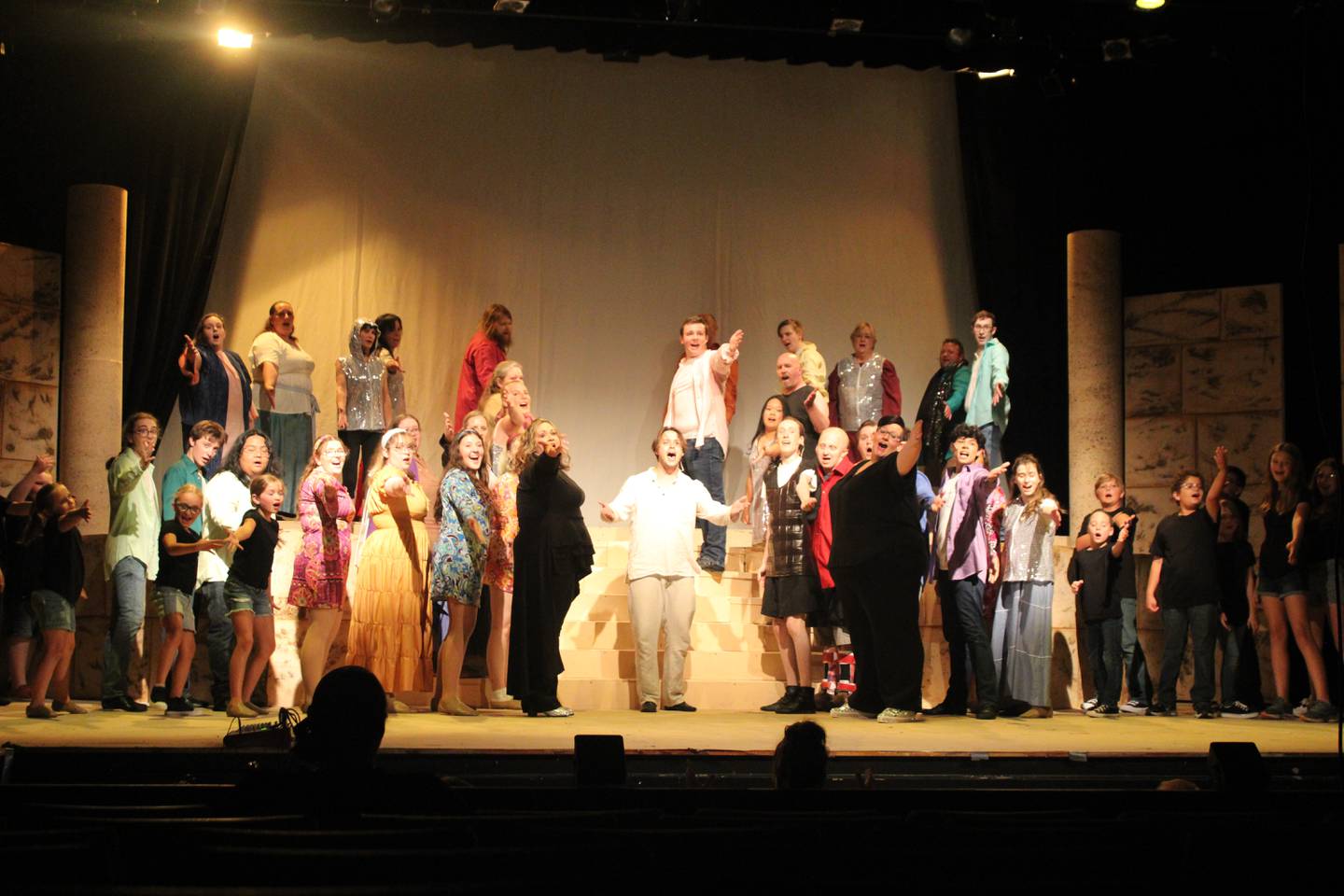 The cast of "Joseph and The Amazing Technicolor Dream Coat" rehearse for the Engle Theatre performance in Streator.