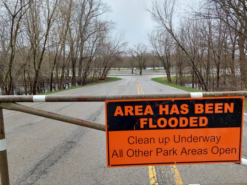 The lower lot at Starved Rock State Park is closed Wednesday, April 3, 2024, because of the threat of flooding.
