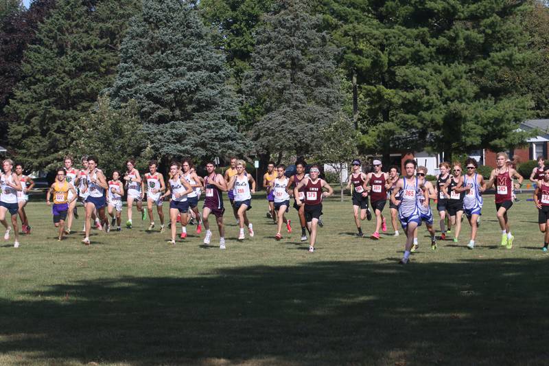 Boys compete in the Gary Coates Cross Country Invitational on Saturday, Sept. 14, 2024 Zearing Park in Princeton.