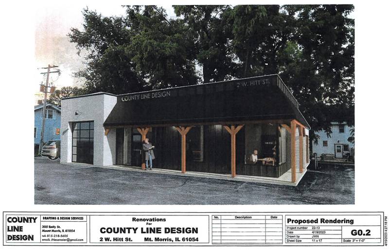 A proposed rendering of the renovation of 2 W. Hitt St., Mt. Morris. The business, County Line Design, is owned by Jeremy Nesemeier.