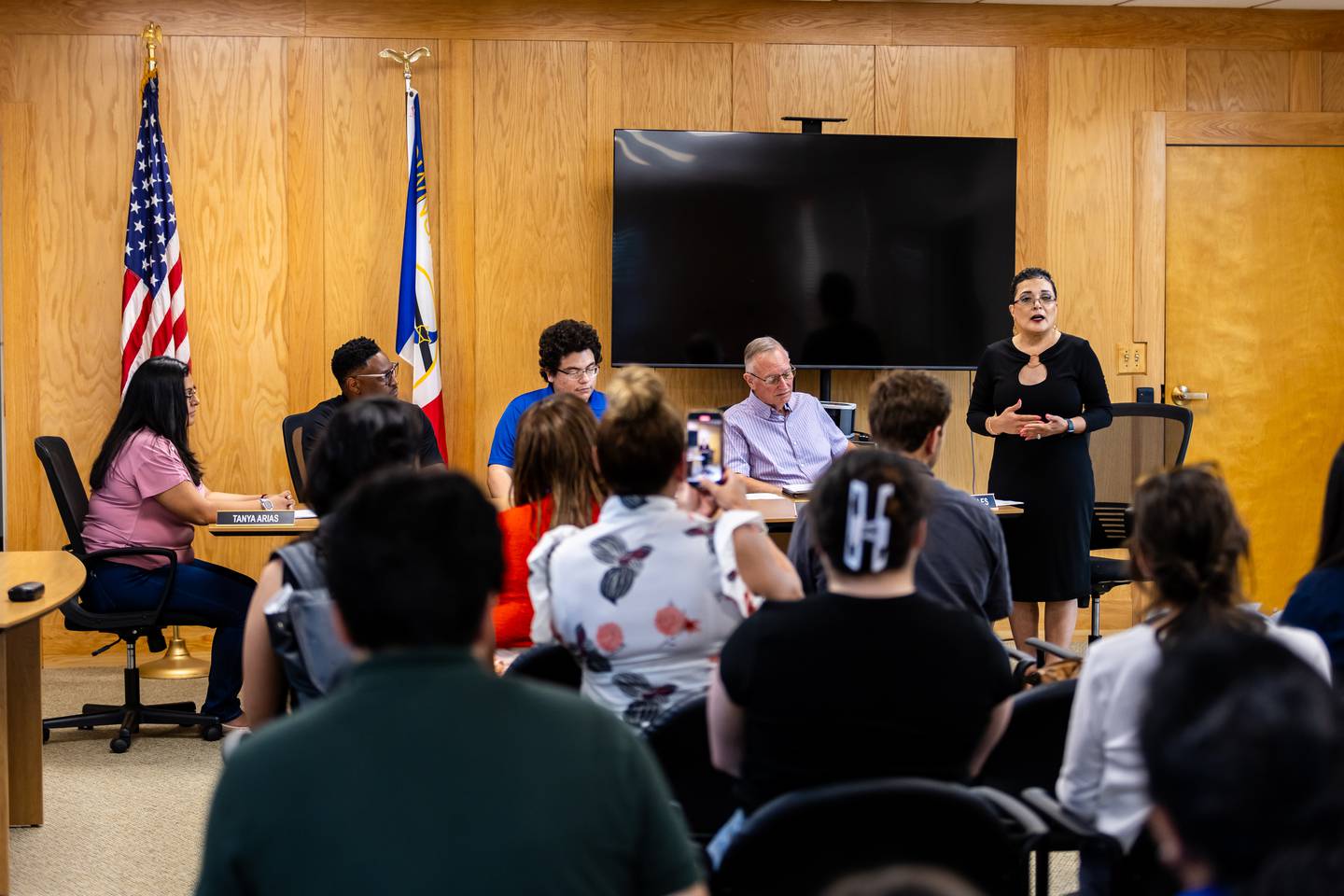 Newly sworn in Joliet Township Supervisor Alicia Morales addresses everyone in attendance during the special board meeting on July 16, 2024.