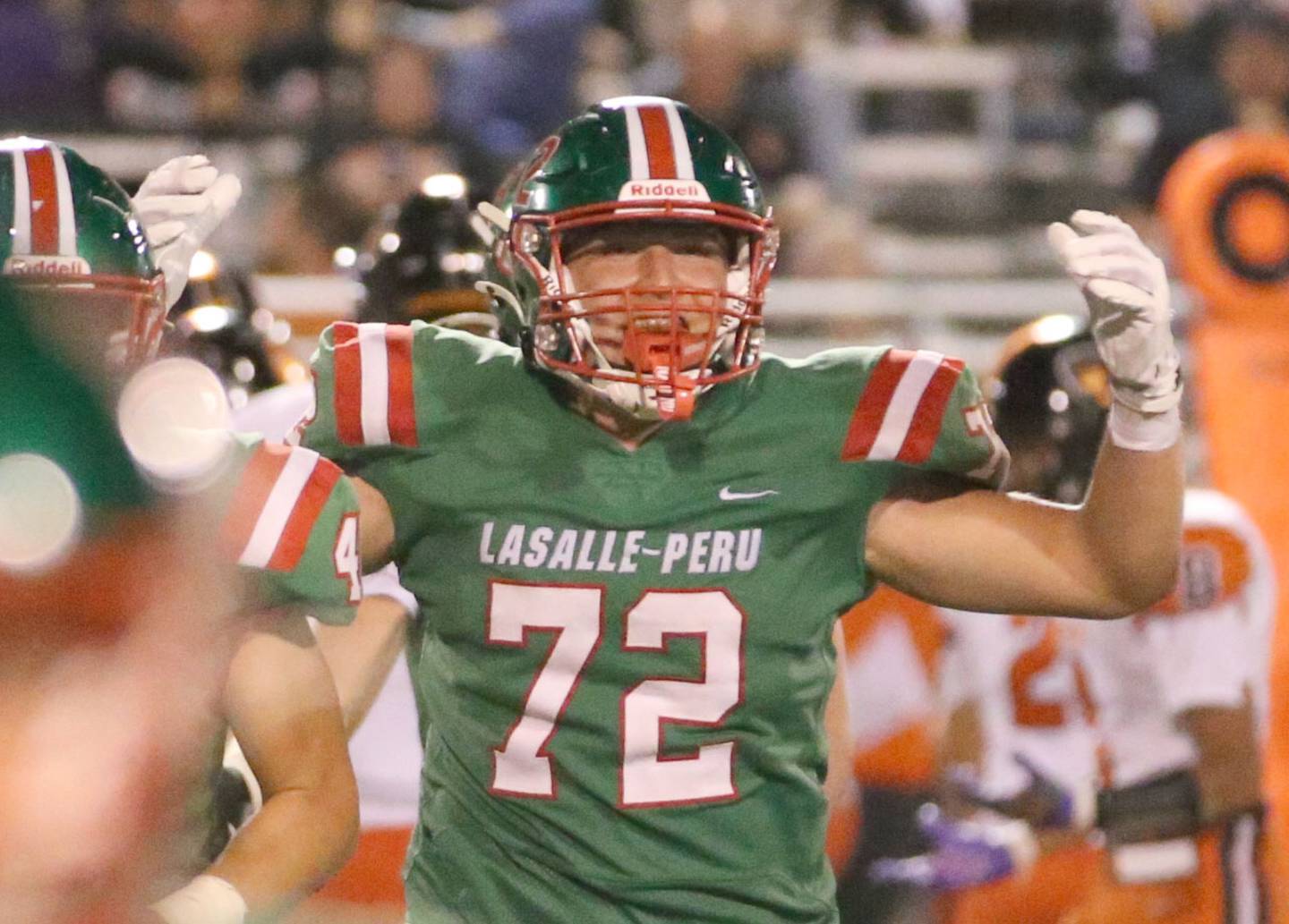 L-P's Ricardo Santiago reacts after helping cause a fumble recovery on Friday, Aug. 30, 2024 at Howard Fellows Stadium.