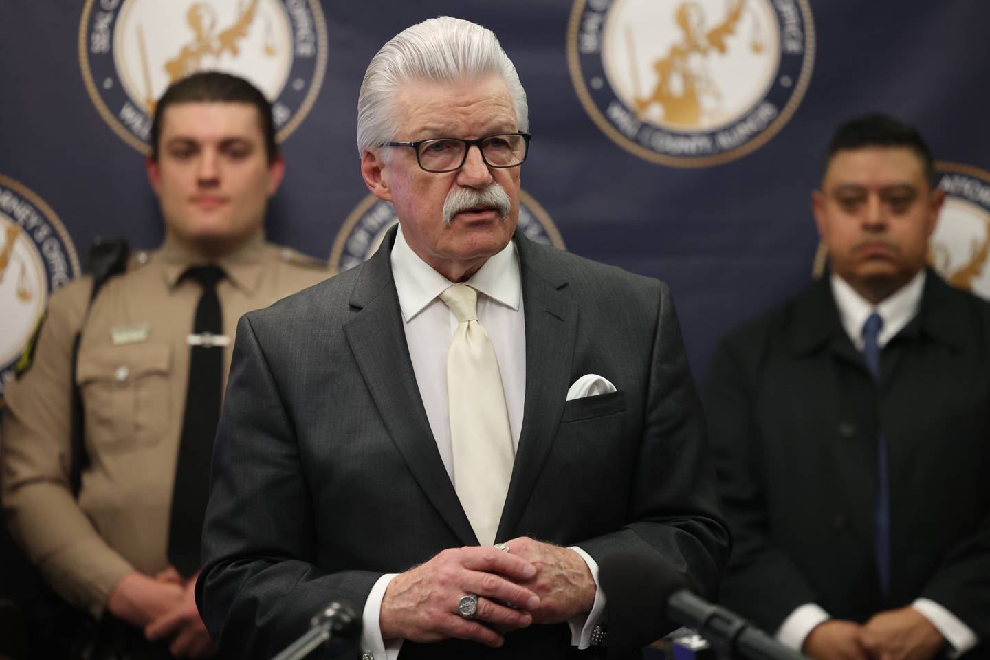 Will County State’s Attorney James Glasgow holds a news conference on Wednesday for the announcement of Jordan Henry’s 22-year prison sentence after Henry was convicted of aggravated vehicular hijacking, armed robbery, fleeing and other offenses.