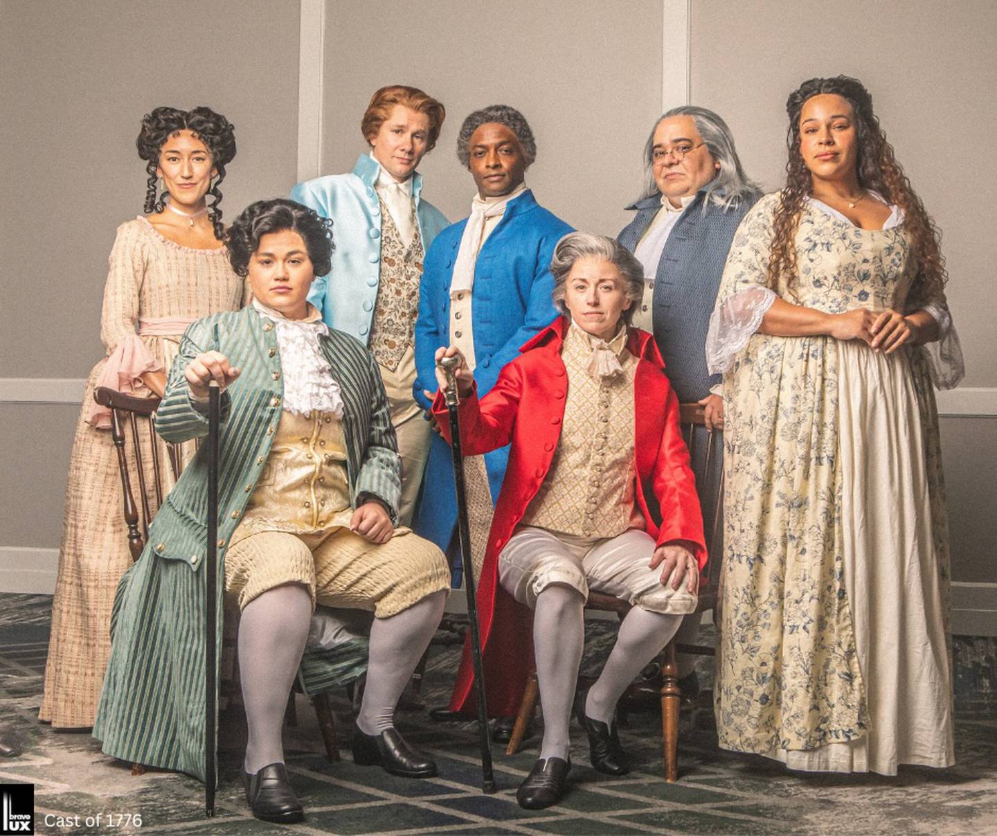 Cast of "1776" musical in 2024 at Marriott Theatre in Lincolnshire. photo credits to Joe Mazza (Brave Lux) and Kavin Moore