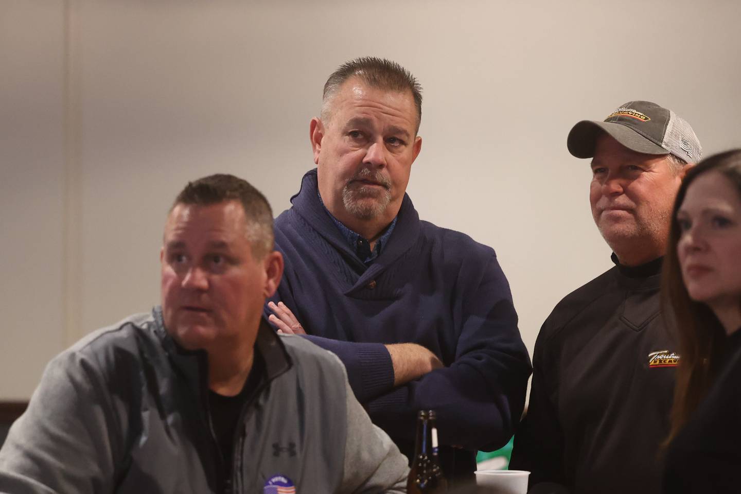 Will County Sheriff Mike Kelley watches incoming results for his re-election run for Will County Sheriff at a Lockport bar on Tuesday, Nov. 8, 2022.