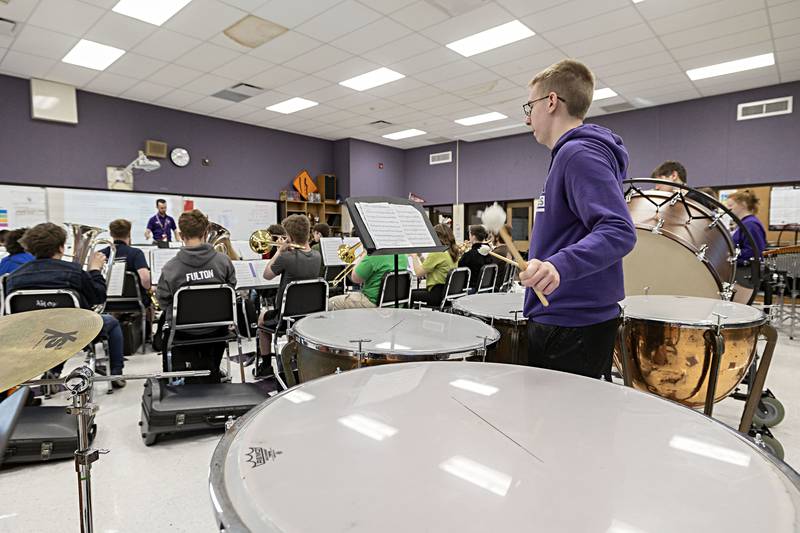 Dixon High School band students practice for upcoming contests Tuesday, April 11, 2023.